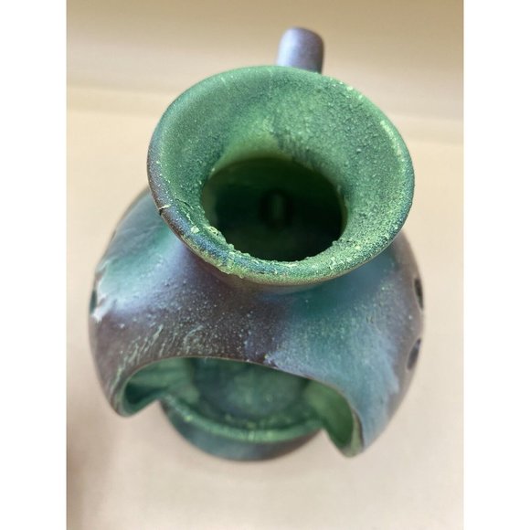 Art Studio Pottery Green Candle Holder Signed Joan Carroll St Regis Montana - Picture 6 of 12